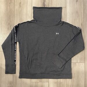 Under Armour Women's Sweatshirt Large Black Loose Funnel Neck Pullover